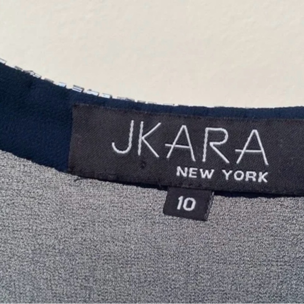 Beautiful JKARA New York Navy Blue Beaded Sheer Chiffon Bolero jacket - Picture 3 of 4